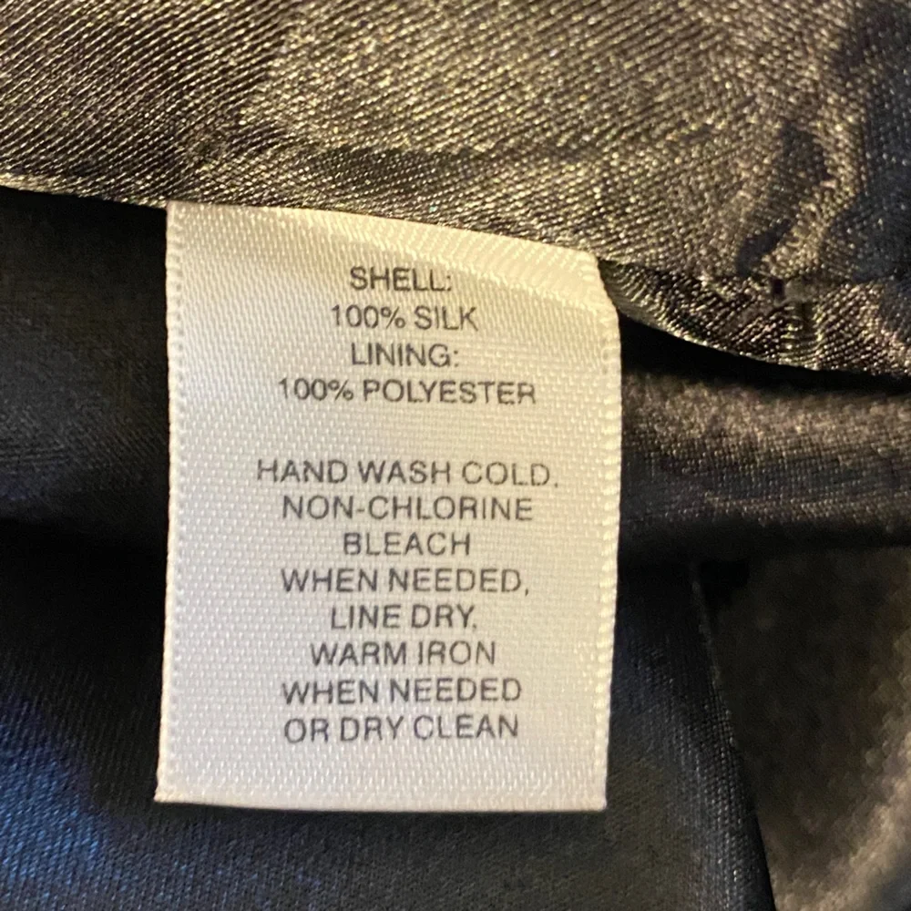 White House Black Market 100% silk black and white printed halter dress. - Picture 10 of 12